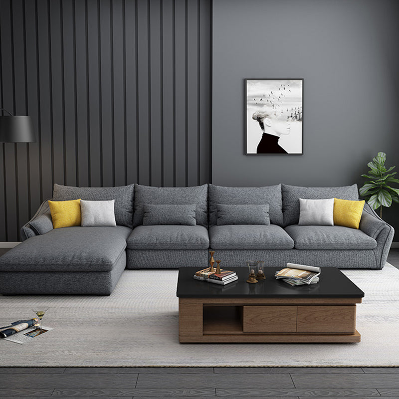 30.7 " H Grey Cotton Blend Flared Arm Sofa & Chaise for Living Room