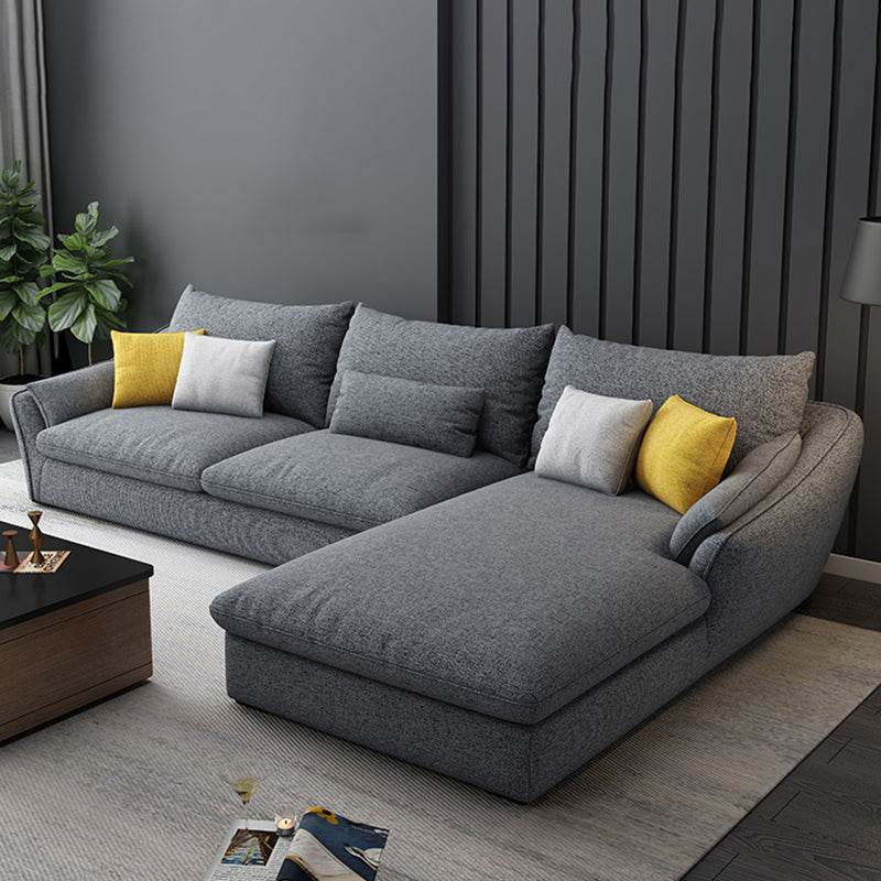 30.7 " H Grey Cotton Blend Flared Arm Sofa & Chaise for Living Room