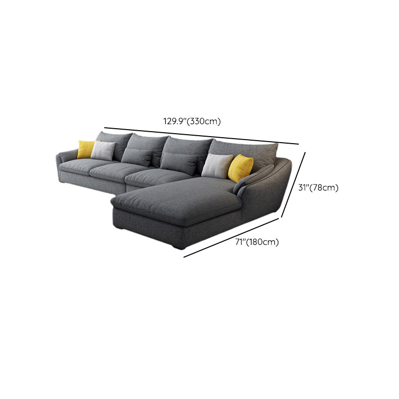 30.7 " H Grey Cotton Blend Flared Arm Sofa & Chaise for Living Room