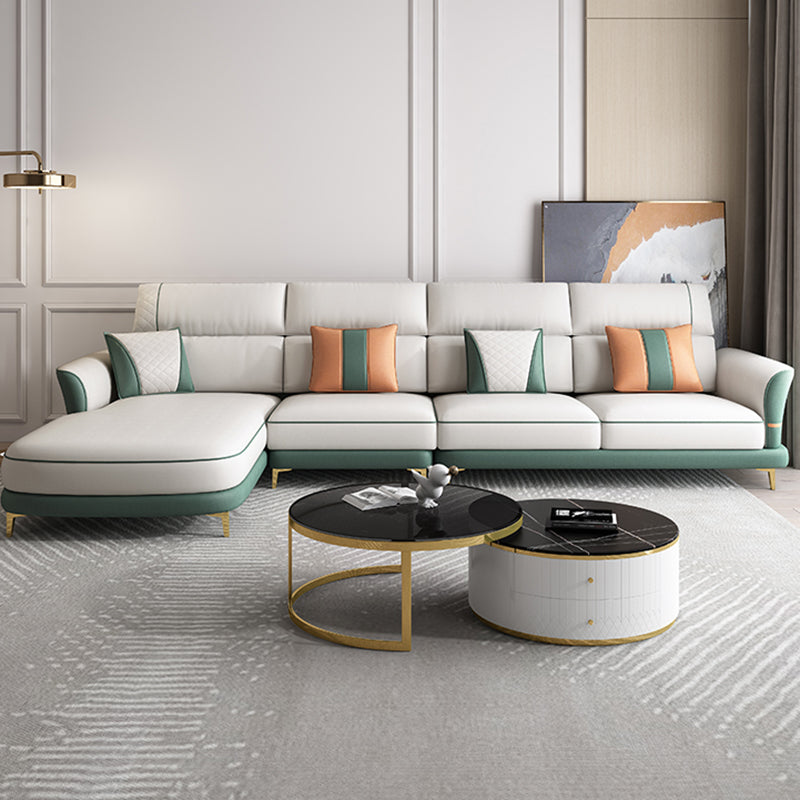 Glam 38.18 " H Faux Leather Flared Arm Sofa & Chaise for Living Room