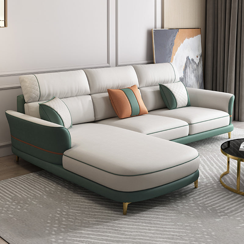 Glam 38.18 " H Faux Leather Flared Arm Sofa & Chaise for Living Room