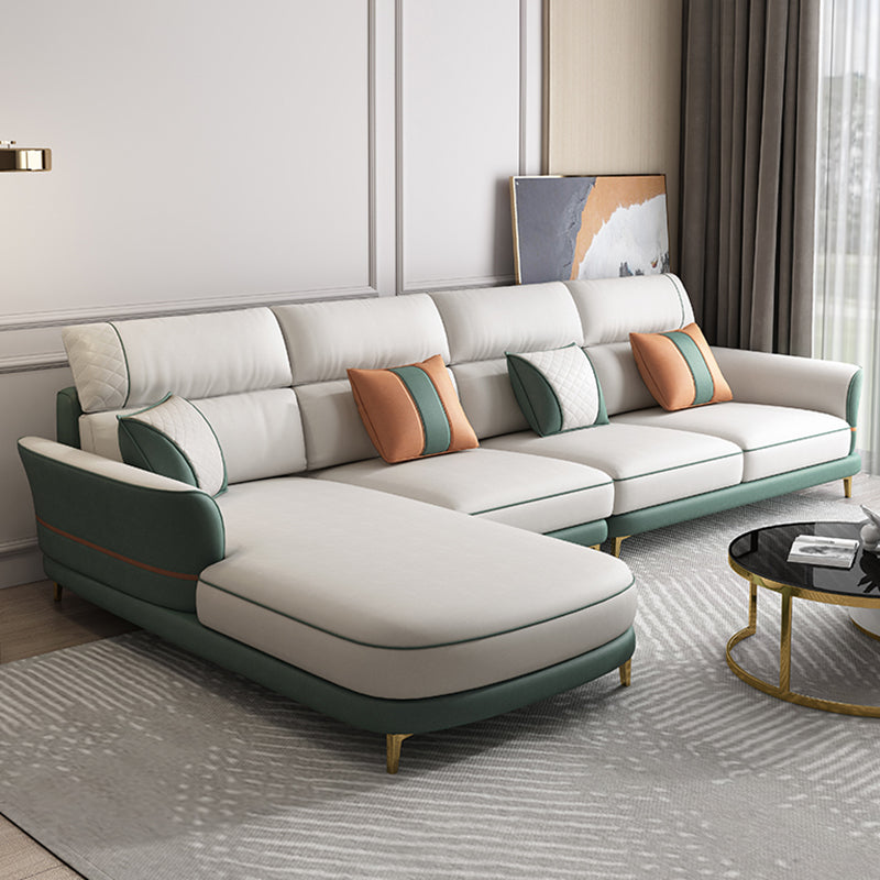 Glam 38.18 " H Faux Leather Flared Arm Sofa & Chaise for Living Room