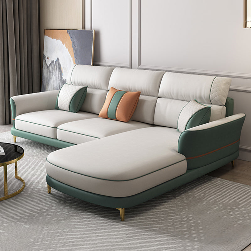 Glam 38.18 " H Faux Leather Flared Arm Sofa & Chaise for Living Room