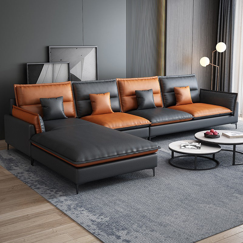 36.61 " H Faux Leather Pillow Top Arm Sofa & Chaise for Living Room