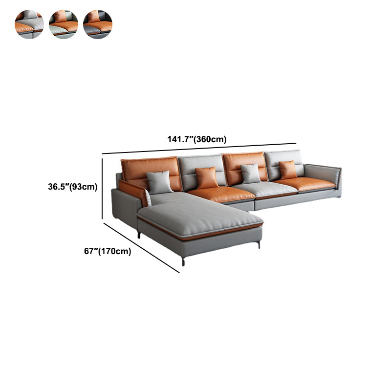 36.61 " H Faux Leather Pillow Top Arm Sofa & Chaise for Living Room