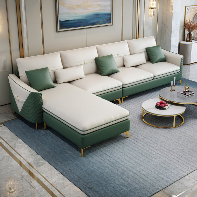 34.64 " H Faux Leather Flared Arm Sofa & Chaise for Living Room