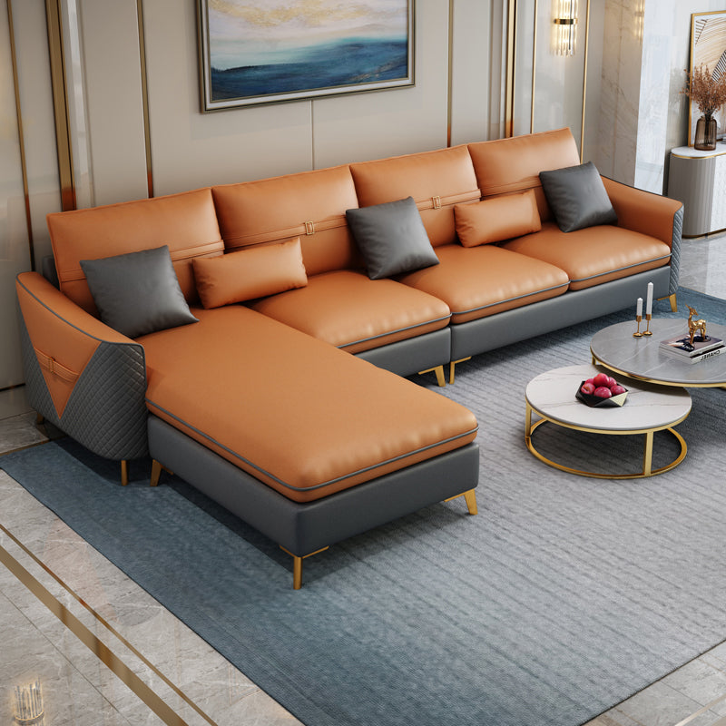 34.64 " H Faux Leather Flared Arm Sofa & Chaise for Living Room