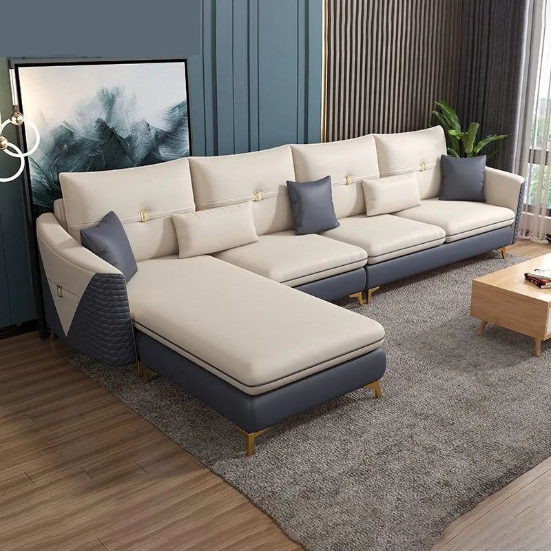 34.64 " H Faux Leather Flared Arm Sofa & Chaise for Living Room
