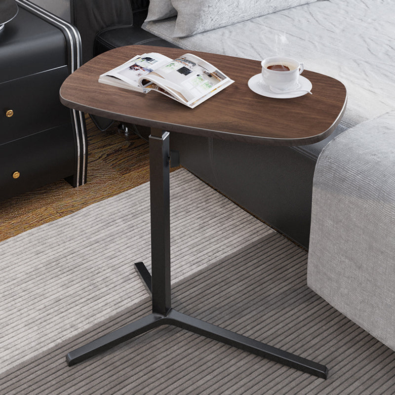 Modern Wood Pedestal Side End Table Minimalist Oval Corner Table