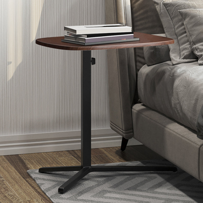 Modern Wood Pedestal Side End Table Minimalist Oval Corner Table