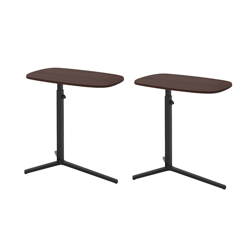 Modern Wood Pedestal Side End Table Minimalist Oval Corner Table
