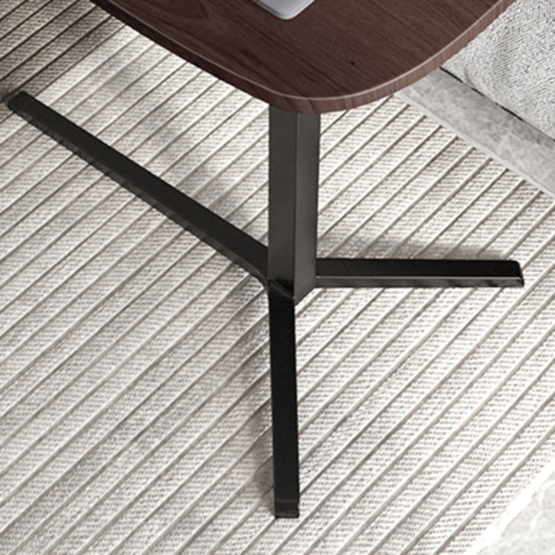 Modern Wood Pedestal Side End Table Minimalist Oval Corner Table