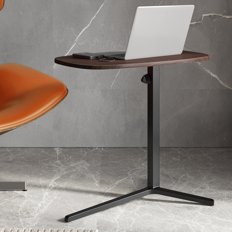 Modern Wood Pedestal Side End Table Minimalist Oval Corner Table