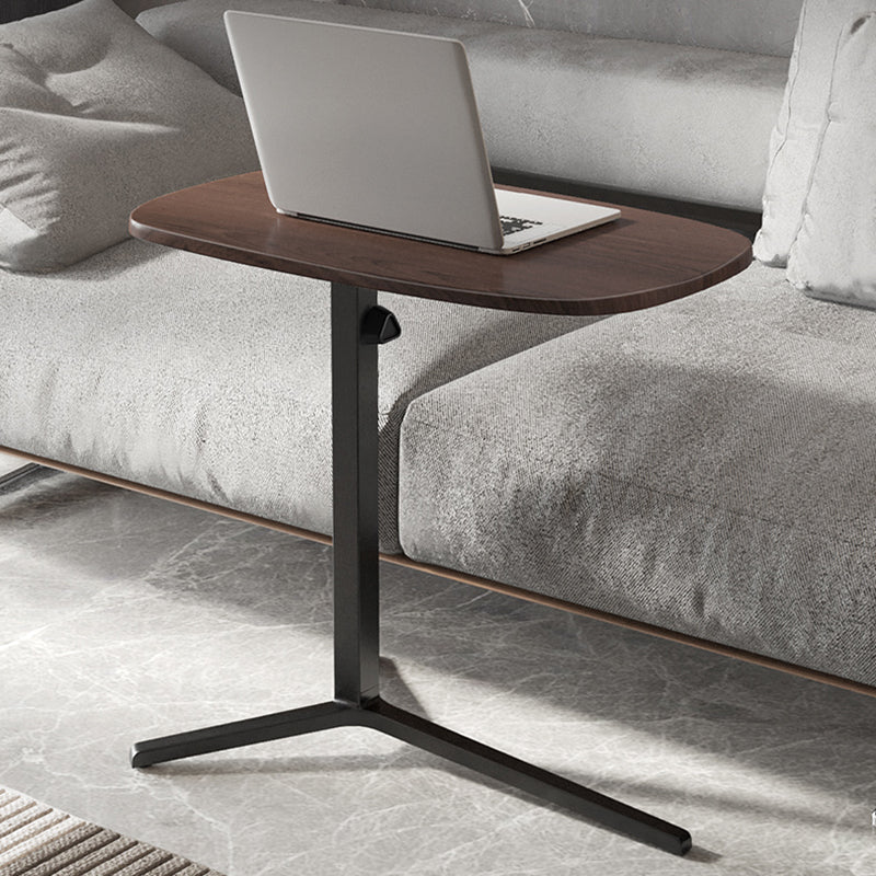 Modern Wood Pedestal Side End Table Minimalist Oval Corner Table