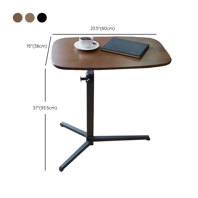 Modern Wood Pedestal Side End Table Minimalist Oval Corner Table