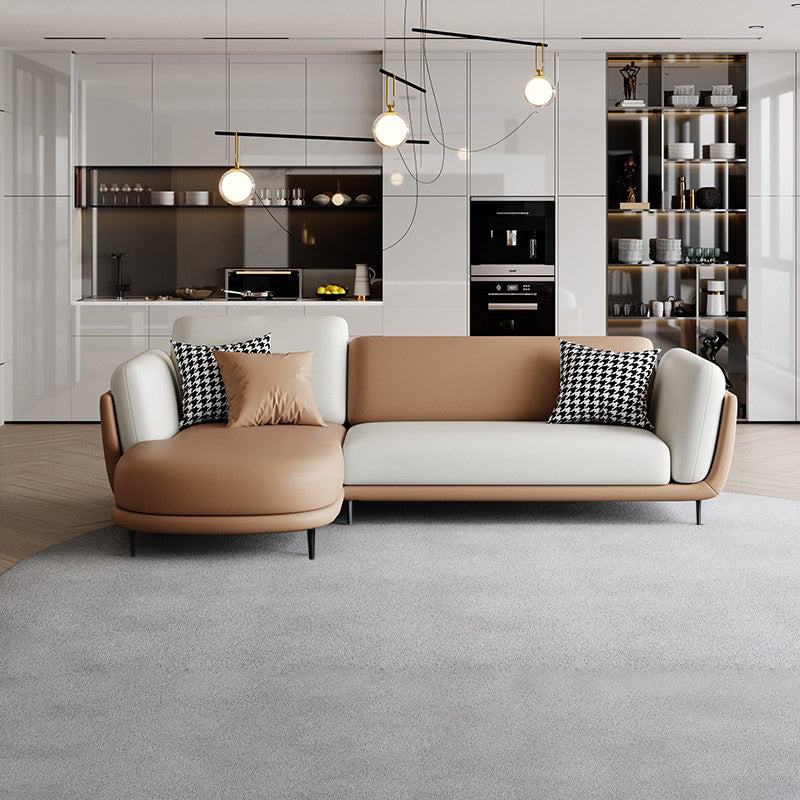 37.8 " H Faux Leather Flared Arm Sofa & Chaise for Living Room