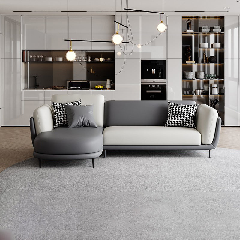 37.8 " H Faux Leather Flared Arm Sofa & Chaise for Living Room