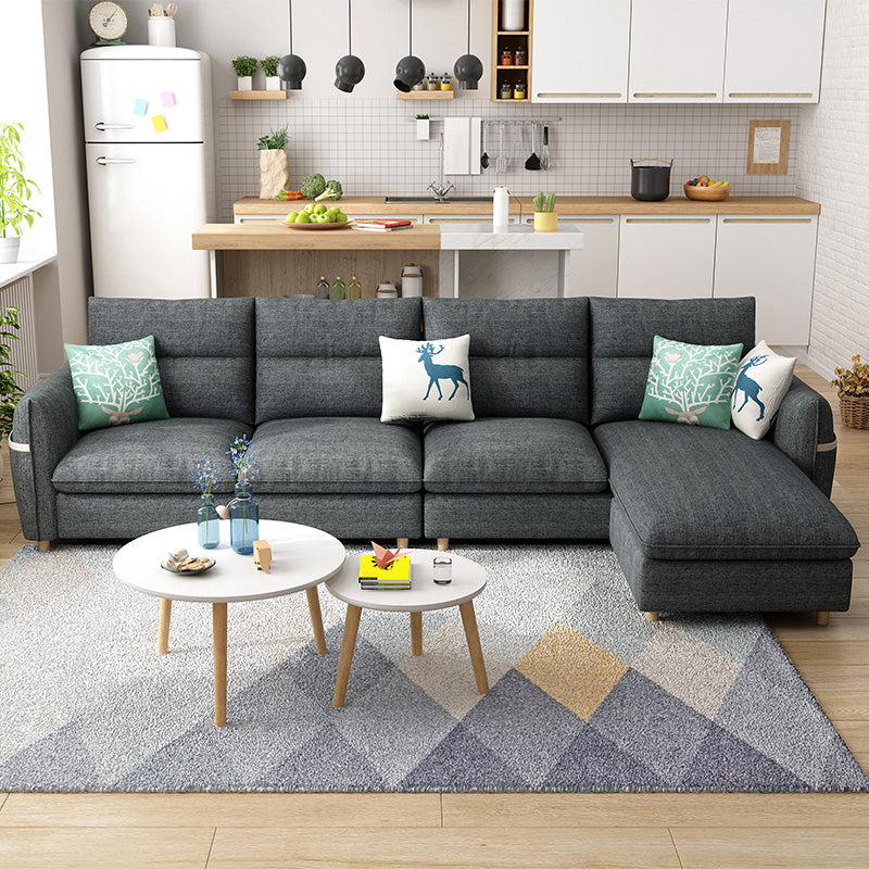 Modern 35.43 " H Square Arm Sofa & Chaise with Storage for Living Room