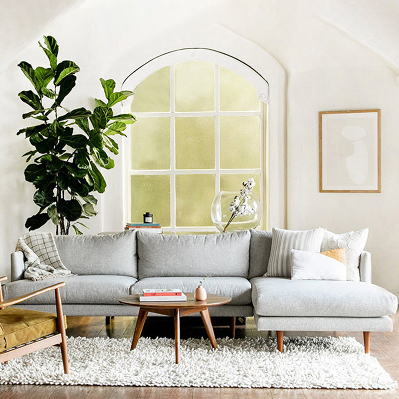 Contemporary Tuxedo Arm Sofa Fabric Standard Sofa with Pillows