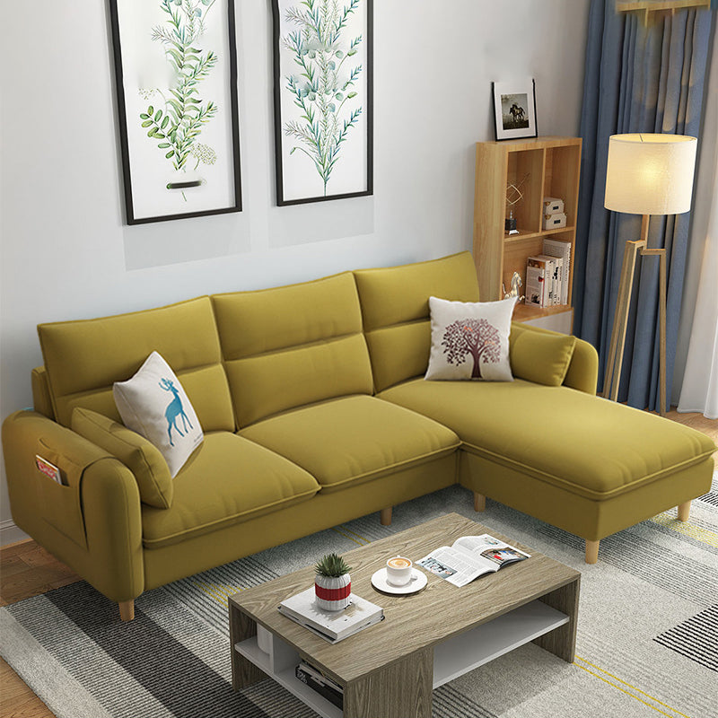 Scandinavian 30.7 " H Linen Square Arm Sofa & Chaise for Apartment