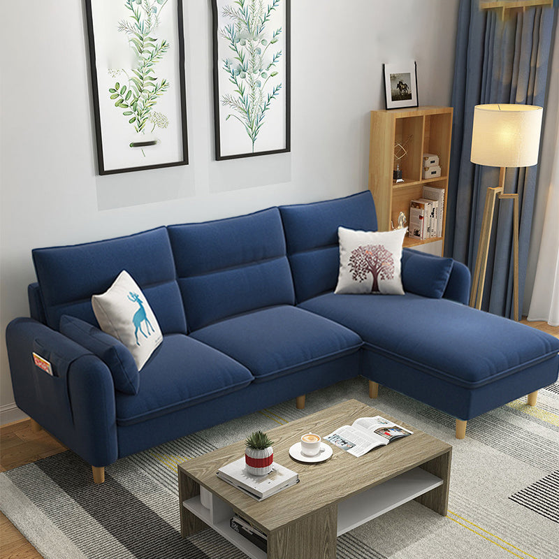 Scandinavian 30.7 " H Linen Square Arm Sofa & Chaise for Apartment