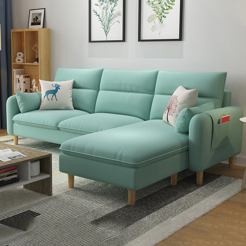 Scandinavian 30.7 " H Linen Square Arm Sofa & Chaise for Apartment