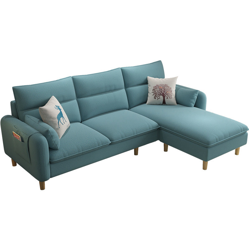 Scandinavian 30.7 " H Linen Square Arm Sofa & Chaise for Apartment