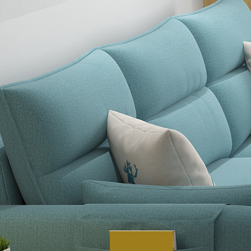 Scandinavian 30.7 " H Linen Square Arm Sofa & Chaise for Apartment