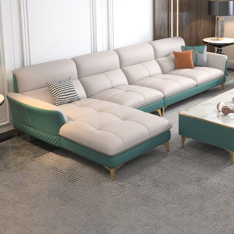 34.64 " H Genuine Leather Flared Arm Sofa & Chaise for Living Room