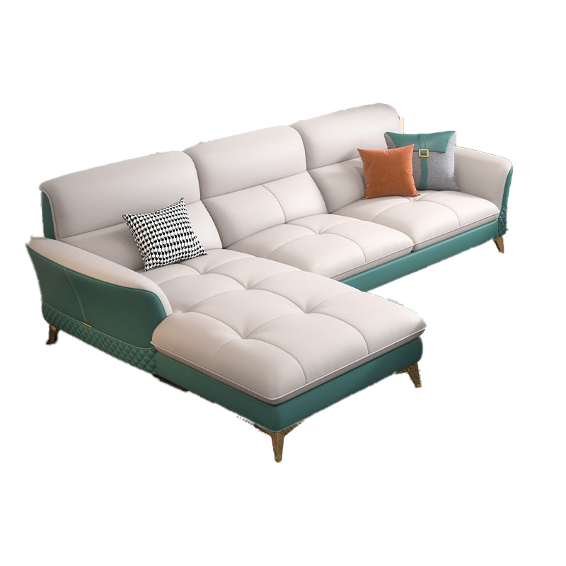 34.64 " H Genuine Leather Flared Arm Sofa & Chaise for Living Room