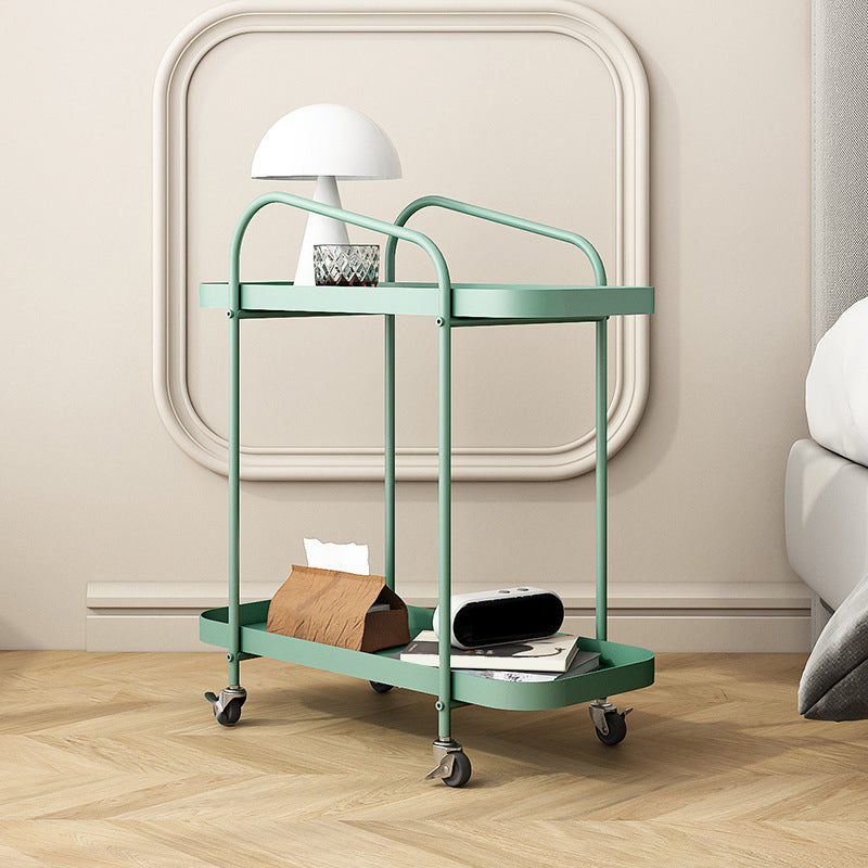 25.2" Tall Metal Side Table Shelf Included End Table with Casters