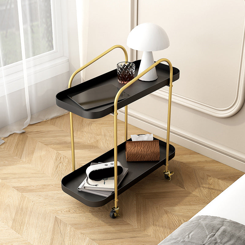 25.2" Tall Metal Side Table Shelf Included End Table with Casters