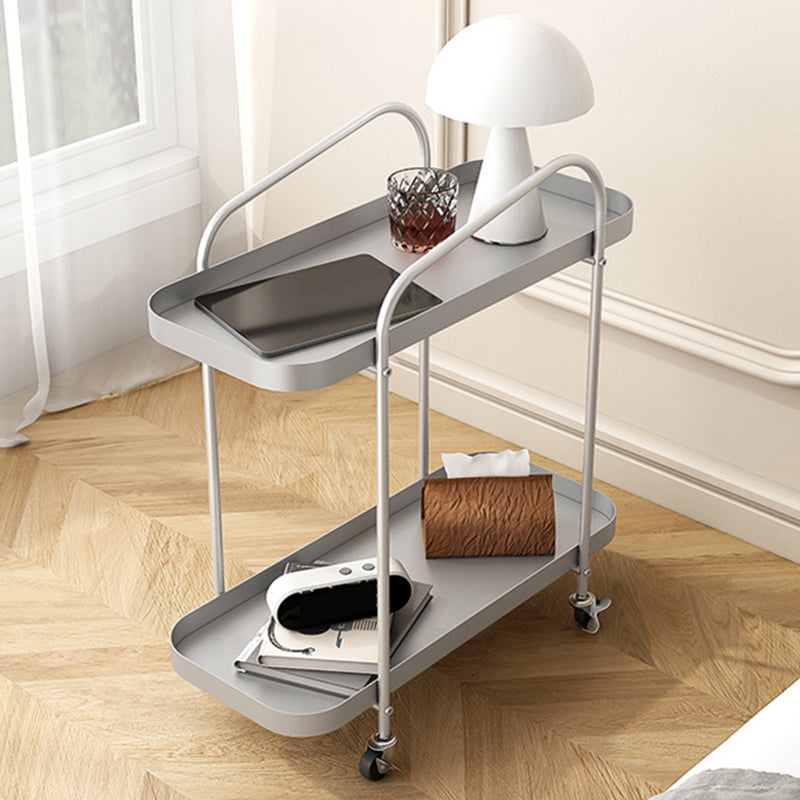 25.2" Tall Metal Side Table Shelf Included End Table with Casters