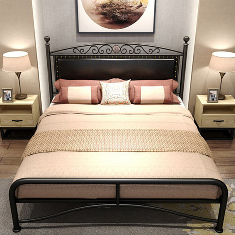 Modern Iron Arched Bed Upholstered Headboard Bed with Metal Legs