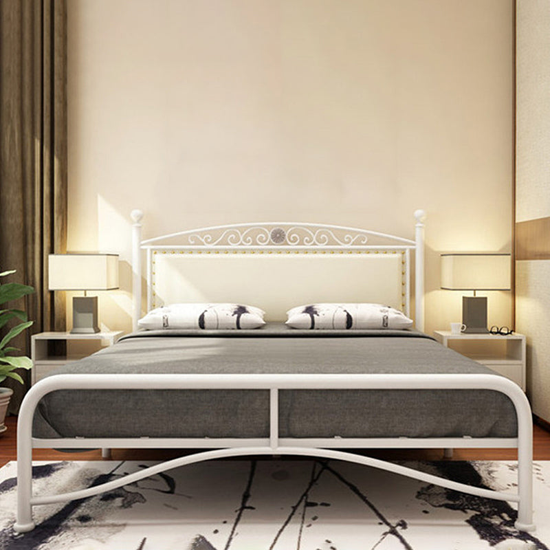 Modern Iron Arched Bed Upholstered Headboard Bed with Metal Legs