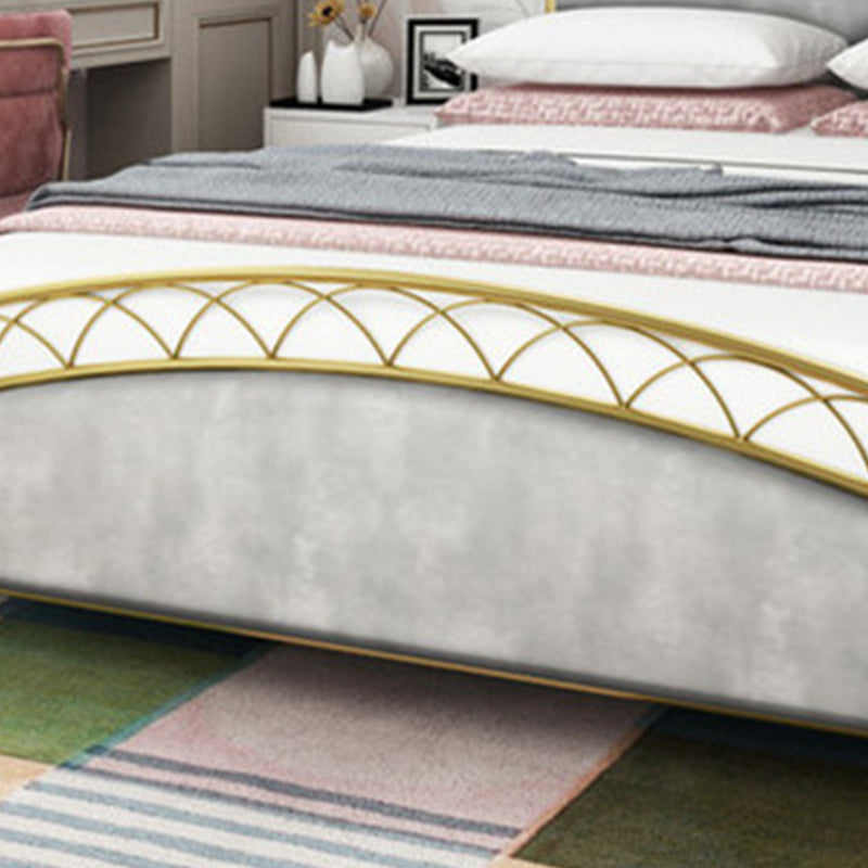 Modern Rectangular Bed Upholstered Headboard Bed with Metal Legs