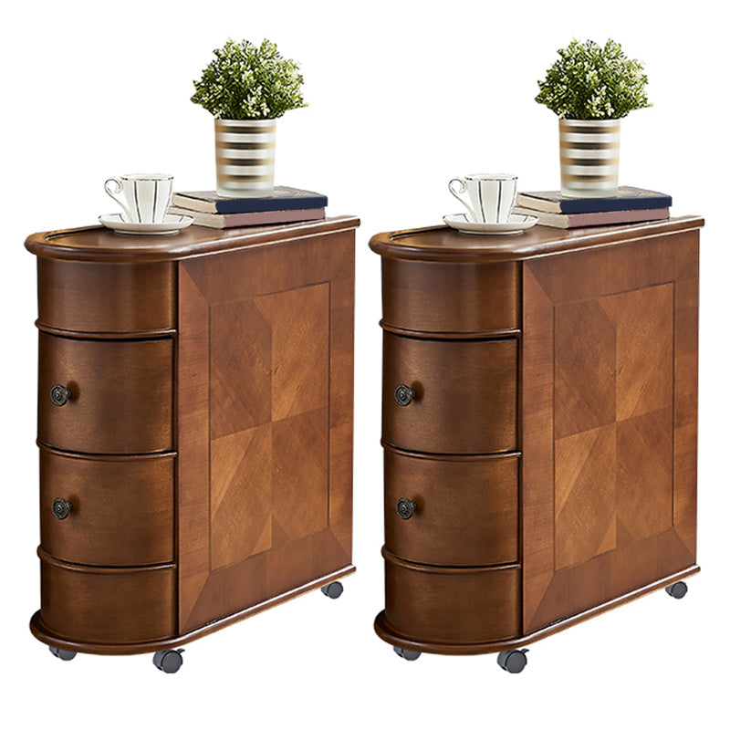 2-Drawer Wood Side Table North European Geometric Corner Table
