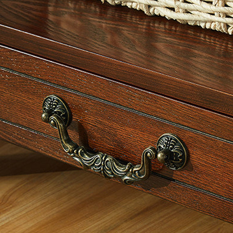 Modern Square Double Tier End Table Solid Wood 4 Legs End Table