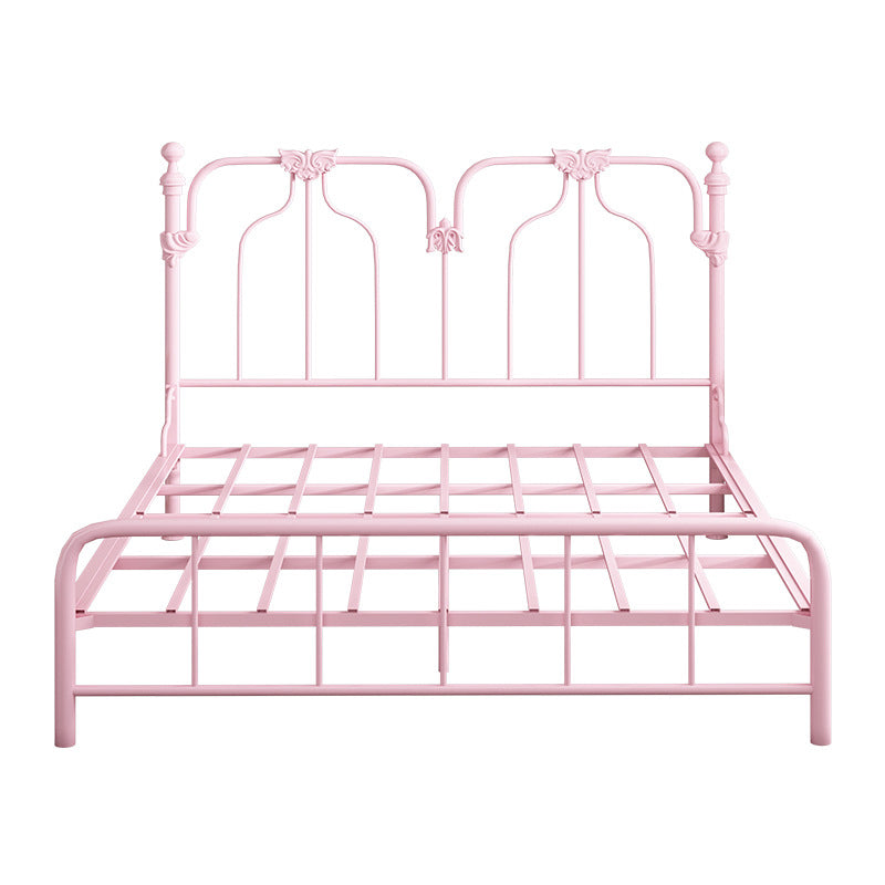 84.65 inch Wide Contemporary Bed Frame Metal Solid Color Bed with Headboard