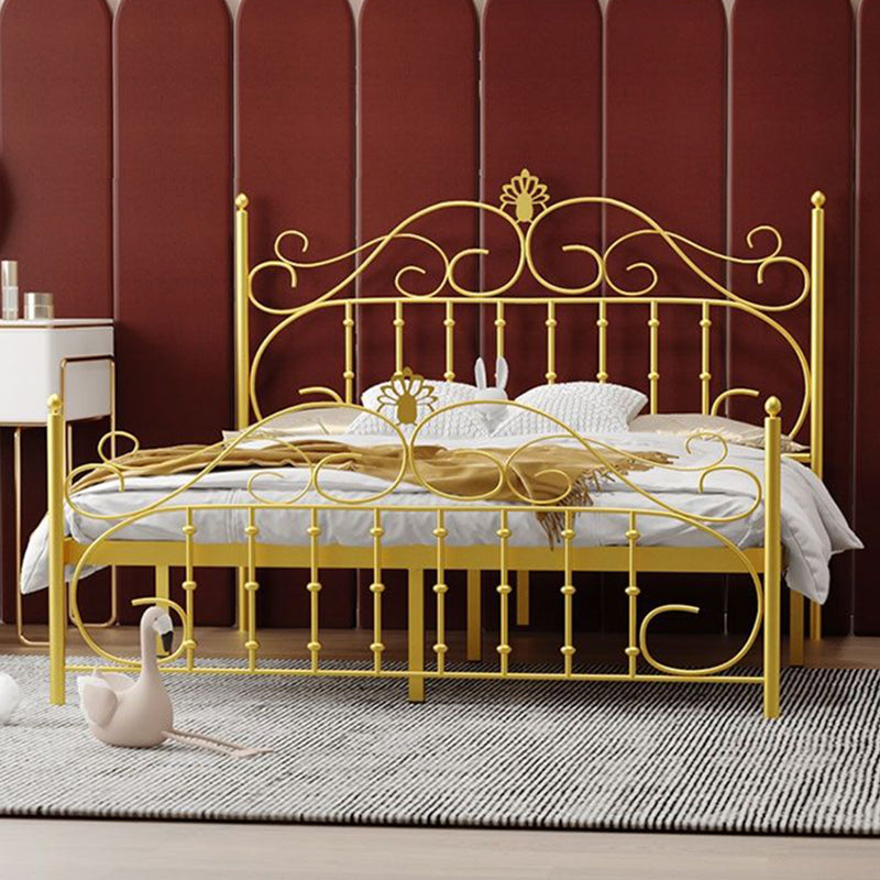 Single Metal Arched Headboard Bed Open-Frame Bed with Metal Legs