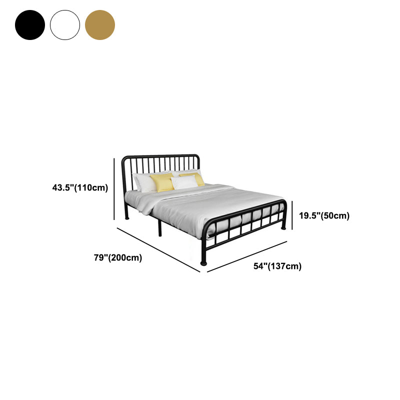 Modern Metal Headboard Bed Rectangular Open-Frame Bed with Metal Legs