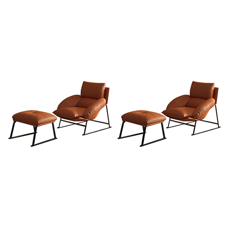 Genuine Leather Accent Chair Arms Included Accent Room Chair with Ottoman, 39.37" Wide
