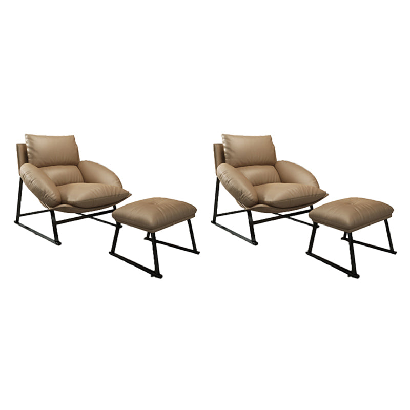 Genuine Leather Accent Chair Arms Included Accent Room Chair with Ottoman, 39.37" Wide