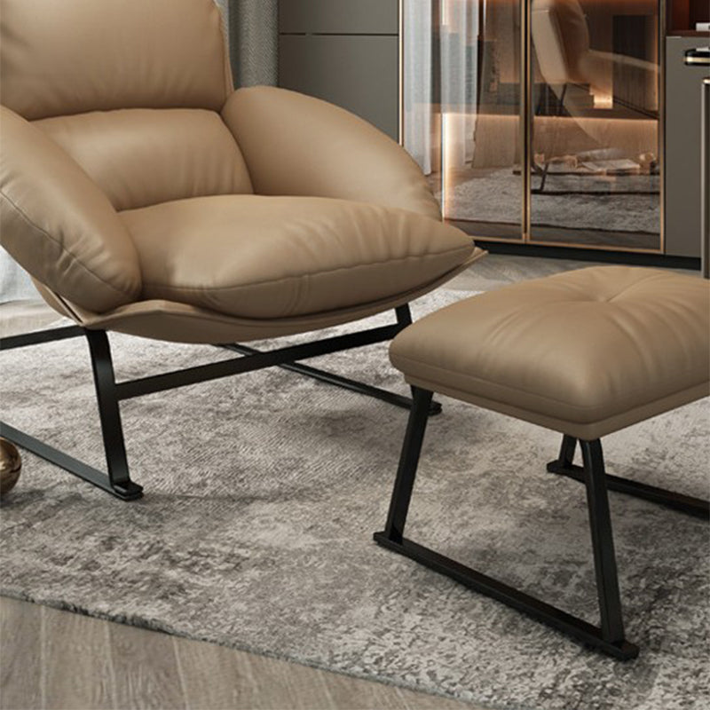 Genuine Leather Accent Chair Arms Included Accent Room Chair with Ottoman, 39.37" Wide