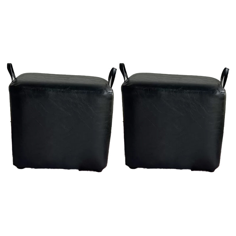 Modern PU Leather Poof Plain Rectangle Water Resistant Ottoman Chair