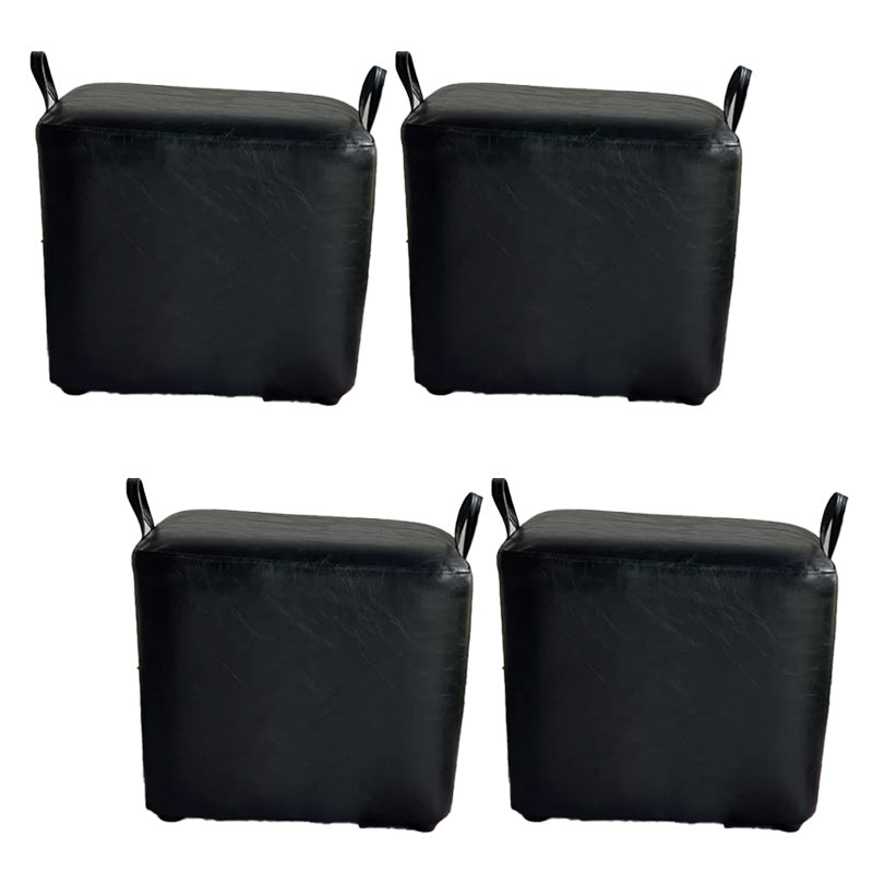 Modern PU Leather Poof Plain Rectangle Water Resistant Ottoman Chair