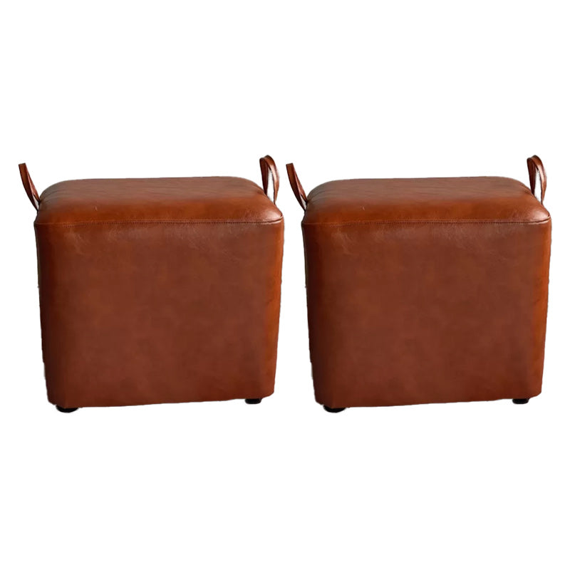 Modern PU Leather Poof Plain Rectangle Water Resistant Ottoman Chair