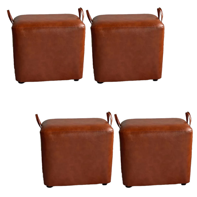 Modern PU Leather Poof Plain Rectangle Water Resistant Ottoman Chair