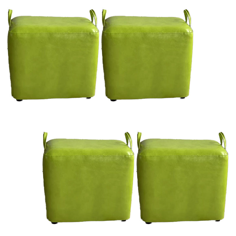Modern PU Leather Poof Plain Rectangle Water Resistant Ottoman Chair