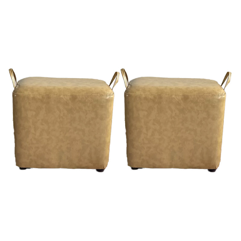 Modern PU Leather Poof Plain Rectangle Water Resistant Ottoman Chair